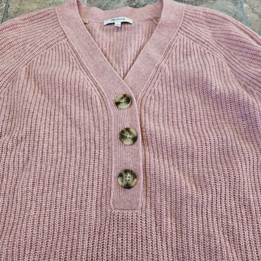Madewell Lyle Henley V Neck Button Down Sweater Size Small